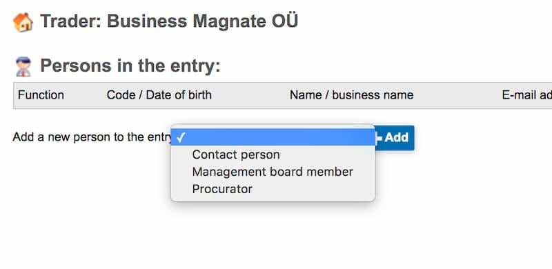 Persons in the entry select choices