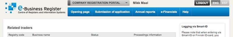 Submission of application navigation link